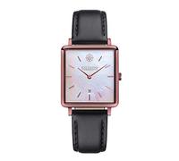 Kistanio Carré MO-PM-L-BLK - Orologio da donna con cinturino in pelle, data in acciaio INOX, madreperla e vetro zaffiro