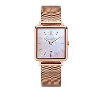 Kistanio Carré RG-PM-M - Orologio da donna con cinturino in maglia milanese, data in acciaio INOX e madreperla