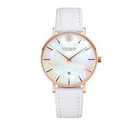 Kistanio Orologio da donna Moyen Rose madreperla acciaio inox vetro zaffiro con cinturino in pelle bianca RG-PM-L-WH