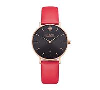 Kistanio Petit Orologio da donna piatto con cinturino in pelle in vetro zaffiro 33 mm diametro acciaio inox data diverse varianti, oro rosa, nero, rosso, cinghia