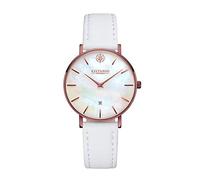 Kistanio Petit Orologio da Polso da Donna con Cinturino in Pelle, Madreperla, Vetro Zaffiro, Analogico, MO-PM-L-WH