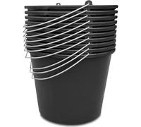 Kistenberg, 10 secchi da cantiere, 16 litri, secchio con scala graduata e manico ergonomico, in plastica robusta, nero, ideale per lavori edili, giardinaggio e fai da te, 34 x 25,5 cm