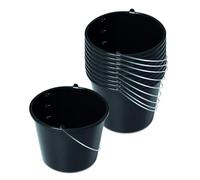 Kistenberg Secchio da costruzione, 12 litri, set da 10 secchi con scala, secchio per malta, secchio per acqua, secchio per cemento, manico ergonomico, in plastica (12 litri)