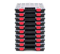 Kistenberg Set di 10 scatole di assortimento NORS14, con divisori con manico comodo e stabile, coperchio trasparente, in plastica, 34,4 x 24,9 x 5 cm