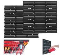 Kistenberg Set di 2 scaffali da parete per scatole impilabili, scatole di stoccaggio a vista, cassetta degli attrezzi, parete (espandibile, plastica, nero, 386 x 18 x 390 mm)