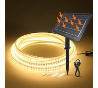 KISUFU 24V 2835 Solar LED Strip Light, 120 LEDs/m IP65 impermeabile 8 modalità solari 1200MAH Striscia luminosa per giardino terrazza cortile Natale matrimonio festa.