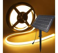 KISUFU 24V Solar COB Neon LED Strip, doppia faccia luminosa 320 LEDs/m IP67 impermeabile striscia di luce con 1200mah 8-mode pannello solare LED Per giardino, piscina decorazione.