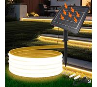 KISUFU 24V Solar Neon Light outdoor LED Strips, IP68 impermeabile 320 LEDs/m strisce LED con 1200mah 8 modalità solare con inserto di terra luce per casa giardino matrimonio festa di Natale.