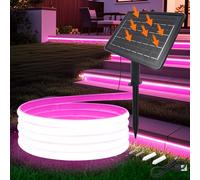 KISUFU 24V Solar Neon Light outdoor LED Strips, IP68 impermeabile 320 LEDs/m strisce LED con 1200mah 8 modalità solare con inserto di terra luce per casa giardino matrimonio festa di Natale.