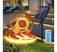 KISUFU 4m Cob Striscia di Luce Solare Outdoor IP68 impermeabile,320 Led/m Striscia luminosa a energia Solare con telecomando, 8 modalità, 12V Strisce luminose per giardino, portico, casa, patio