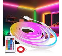 KISUFU 5V RGB USB Striscia LED Neon, IP65 impermeabile 108 LED/m Autoadesivo Striscia LED Neon con USB 24 tasti IR Mini Controller RGB per il gioco Camera da letto Decorazione interna ed esterna