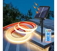 KISUFU Cob Striscia di Luce Solare Outdoor IP68 impermeabile,320 Led/m Striscia luminosa a energia Solare con telecomando, 8 modalità, 12V Strisce luminose per giardino, portico, casa, patio