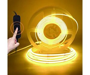 KISUFU Strisce LED COB Neon 12V, Impermeabile IP67 Con interruttore 320 LEDs/m,Ogni 50 cm di Taglio, Silicone Striscia luminosa flessibile fai da te per interni,decorazione (4m, Bianco caldo)