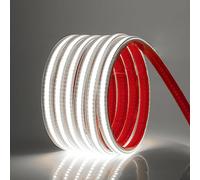 KISUFU Striscia LED COB 220V, Alta Luminosità 288 LED/m,COB Striscia LED con interruttore IP65 Impermeabile, Supporto autoadesivo,Ogni 50 cm di Taglio,Nastri LED Flessibile Luce (15m, Bianco)