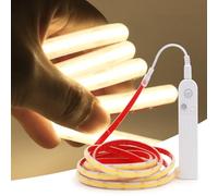 KISUFU Striscia LED COB con Sensore di Movimento 2m, Strisce LED Blanco Natural 5V, Presa USB, Striscia Luminosa Auto Adesive Impermeabile IP68, per Scale, Armadio, Cucina