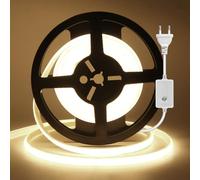 KISUFU Striscia LED COB dimmerabile 220V, 240 LED/m Striscia LED flessibile COB Neon, IP65 Impermeabile Nastro biadesivo Striscia luminosa tagliabile per camera da letto, soffitto