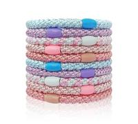 Kisvic 10 elastici per capelli da donna, alla moda, intrecciati, elastici, multicolore, per donne, ragazze, bambini, capelli spessi e ricci (Morandi)