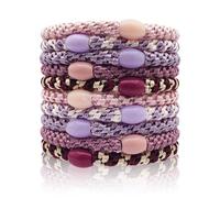 Kisvic 10 elastici per capelli da donna, alla moda, intrecciati, elastici, multicolore, per donne, ragazze, bambini, capelli spessi e ricci (grayish purple)