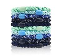 Kisvic 10 elastici per capelli da donna, alla moda, intrecciati, elastici, multicolore, per donne, ragazze, bambini, capelli spessi e ricci, blu