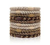 Kisvic 10 elastici per capelli da ragazza, multicolore, alla moda, elastici per capelli spessi e ricci (marrone)