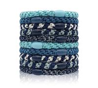 Kisvic 10 elastici per capelli da ragazza, multicolore, alla moda, elastici per capelli spessi e ricci (blu scuro)