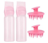 Kisvic 4 Pezzi Applicatore Olio per Capelli, Massaggiatore Cuoio Capelluto, Spazzola Massaggiante per Bottiglie e Capelli, Spazzola per Capelli Trattamento del Cuoio Capelluto Essenziale