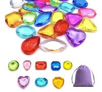 Kisvic Gemme per Bambini - 100 Pezzi Diamanti Colorati Acrilici, 8 Diversi Disegni e Colori, Ideali per il Compleanno, 17-24mm