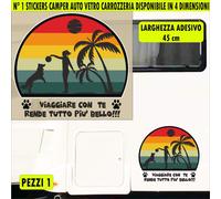 Kit 1 Adesivo Sticker Camper Viaggiare Giocare Con Cane Miglior amico cod.2473
