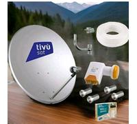 KIT 1 DECODER HD TIVÙSAT SATELLITARE PARABOLA 80CM LNB 4 USCITE STAFFA 30 MT