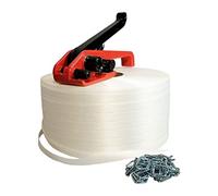 Kit 1 Reggia Tessile Filo a filo 19 mm x 600 m + 250 fibbie GRATIS + 1 tendireggia - Resistenza 550kg - TECPLAST KFF1