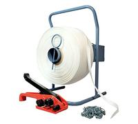 Kit 1 Reggia Tessile Intrecciata 19 mm x 500 m + 1 tendireggia GRATIS + 1 portarolo + fibbie - Resistenza 750kg - TECPLAST KFT2