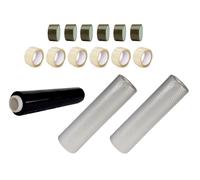 Kit 1 Rotolo Film Estensibile + 12 Nastro 50x66 + 2 Pluriball Bolle Imballaggio