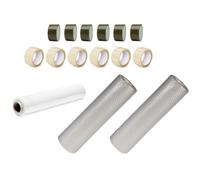 Kit 1 Rotolo Film Estensibile Bianco + 12 Nastro 50x66 + 2 Pluriball Imballaggio