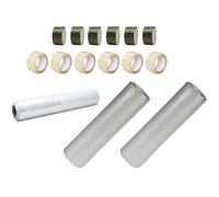Kit 1 Rotolo Film Estensibile Trasparente + 12 Nastro + 2 Pluriball Imballaggio