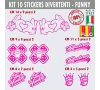 Kit 10 Adesivi divertenti Cuore Racing fail king funny auto moto casco cod.1689
