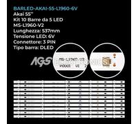 KIT 10 BARRE STRIP 5 LED 6V TV AKAI D22-550-GJMC03 MS-L1960-V2