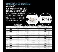 KIT 10 BARRE STRIP 5 LED TV AKAI 202006-DS48M6100-01 DS48M61-DS01-V02 DSBJ-WG