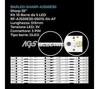 KIT 10 BARRE STRIP 5 LED TV SHARP RF-AJ550E30-0501S-04-A7 LC-55UI7352K