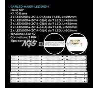KIT 10 BARRE STRIP 7 LED TV HAIER LED50D14-ZC14-01/02/03/04/05