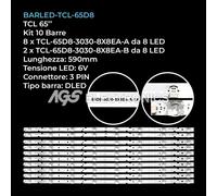 KIT 10 BARRE STRIP 8 LED TV TCL TCL-65D8-3030-8X8EA-A TCL-65D8-3030-8X8EA-B