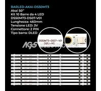 KIT 10 BARRE STRIP LED TV AKAI DS50M73-DS07-V01 AKTV505 UHD T SMART