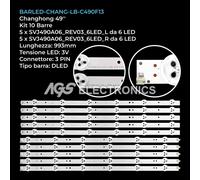 KIT 10 BARRE STRIP LED TV CHANGHONG 49C1000 49D1000 LB-C490F13-E2-L-G1