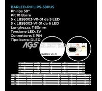 KIT 10 BARRE STRIP LED TV PHILIPS LB-GM3030-GJPHP585X11AA12 LB58003 58PUS7555