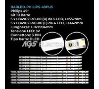 KIT 10 BARRE STRIP LED TV PHILIPS LB49023-V0-00 LB49023-V1-00 TPT490F2FN02S