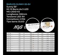 KIT 10 BARRE STRIP LED TV SUNNY 6V MS-L1543-V2 CX550DLEDM LE5566UDS
