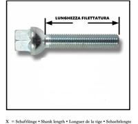 KIT 10 BULLONI RUOTA SFERICI M12X1,50 LUNGHEZZA FILETTATURA 60 MM. TESTA DA 17
