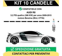 KIT 10 CANDELE per AUDI R8 5.2 FSI quattro 386 kw anno 2009-2015