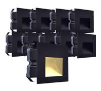 Kit 10 Faretti segnapasso da esterno lampada da muro luce cct bianco caldo bianco naturale freddo IP65 LED 5w 300 Lumen ad incasso per scatola cassetta 503 scale giardino viale gradini (Nero)