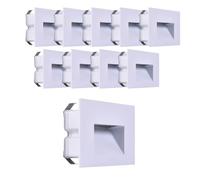 Kit 10 Faretto segnapassi da esterno lampada da muro IP65 LED 5W incasso scatola cassetta 503 scale giardino viale gradini CCT 3 Tonalità selezionabile luce fredda calda Naturale (Bianco - 10 pezzi)