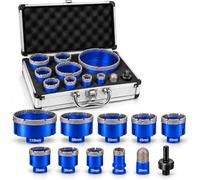 Kit 10 Frese Diamantate da 20 a 110 mm per Piastrelle Gres Porcellanato Ceramica Marmo Granito, Tazze Diamantate Filettatura M14 per Smerigliatrice e Trapano Avvitatore con Adattatore e Valigetta
